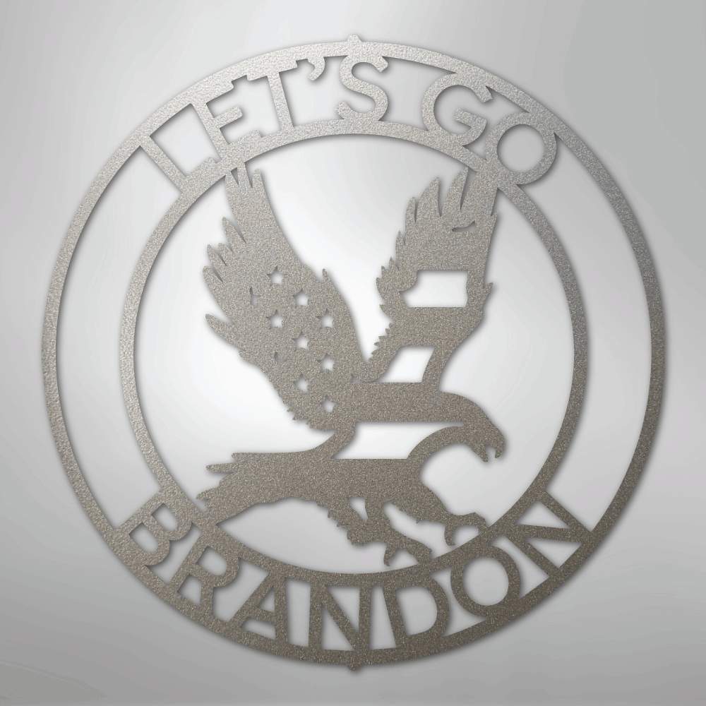 Custom Metal Wall Art - Personalized Patriotic Eagle Sign Silver