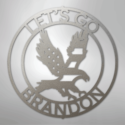Custom Metal Wall Art - Personalized Patriotic Eagle Sign Silver