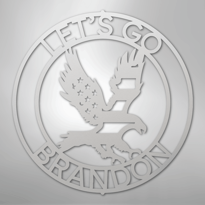 Custom Metal Wall Art - Personalized Patriotic Eagle Sign White
