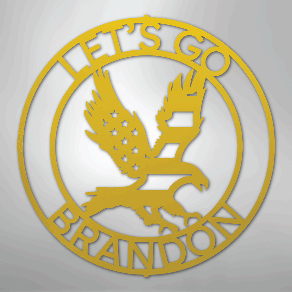 Custom Metal Wall Art - Personalized Patriotic Eagle Sign Yellow