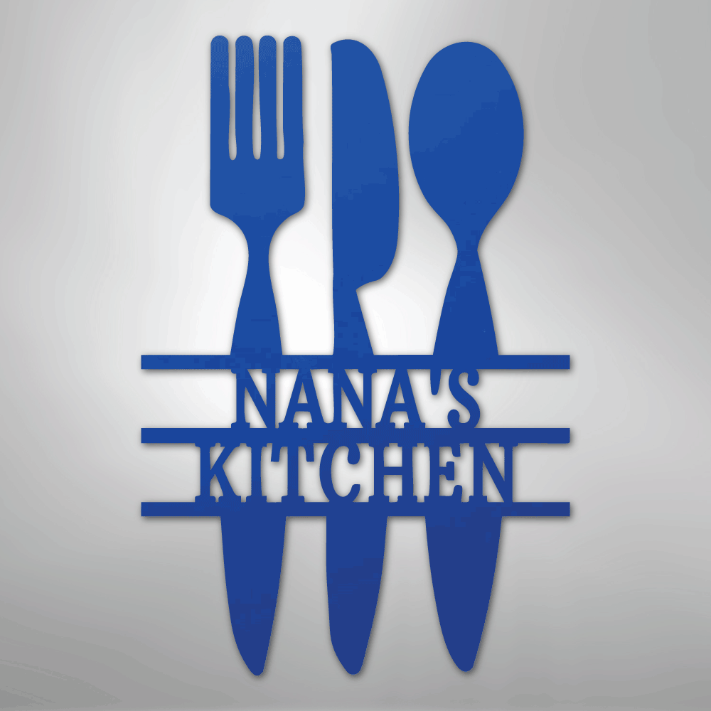 Custom Metal Wall Art - Personalized Kitchen Sign Blue