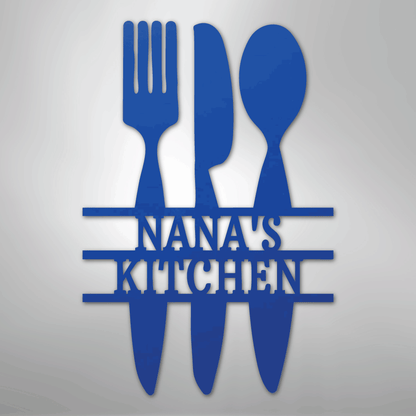 Custom Metal Wall Art - Personalized Kitchen Sign Blue