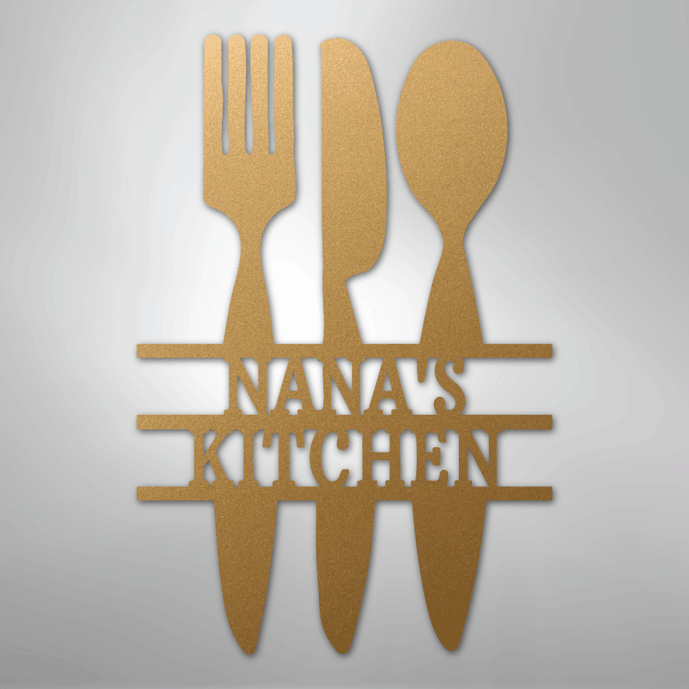 Custom Metal Wall Art - Personalized Kitchen Sign Gold