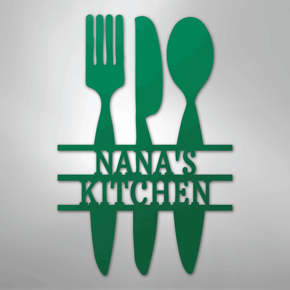 Custom Metal Wall Art - Personalized Kitchen Sign Green