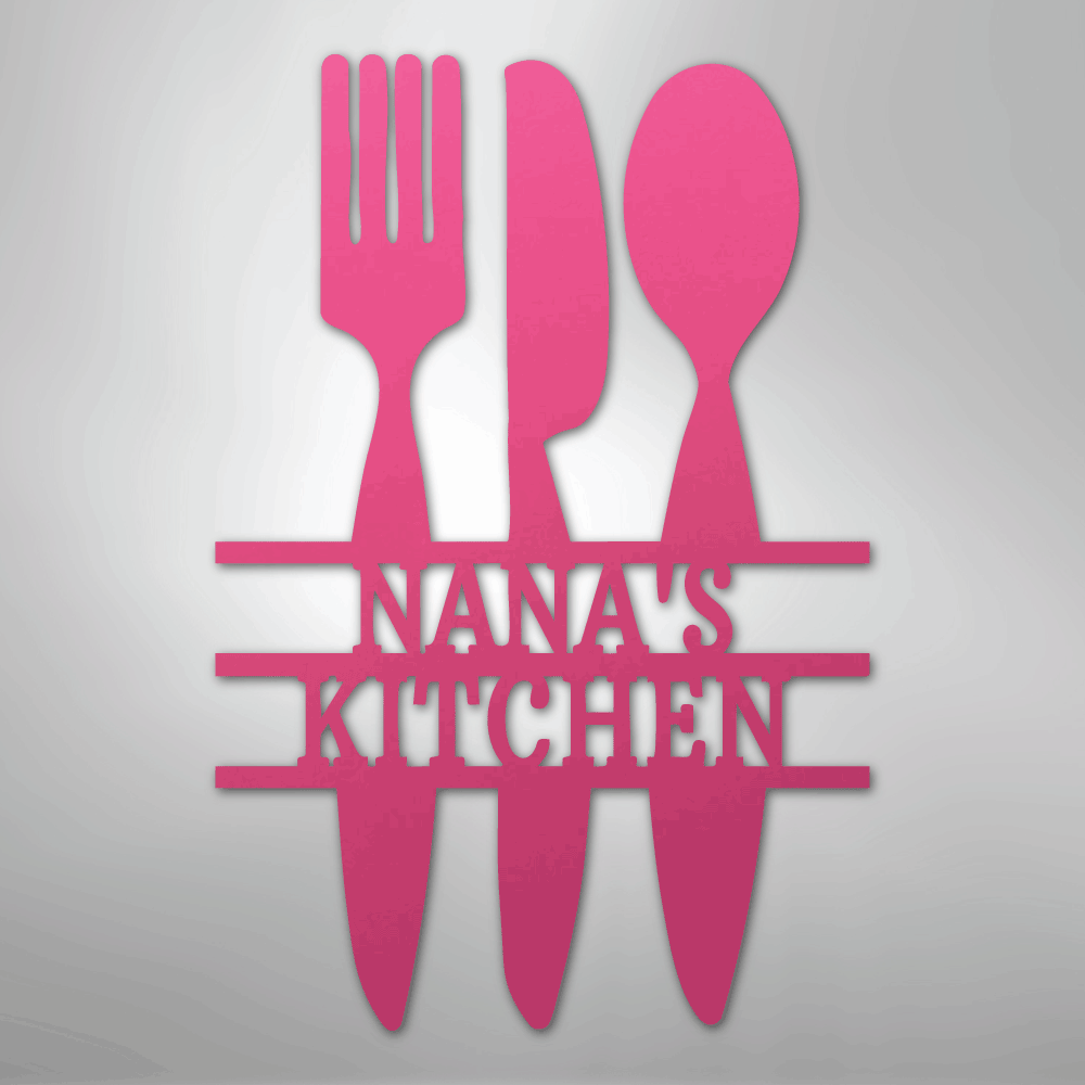 Custom Metal Wall Art - Personalized Kitchen Sign Pink