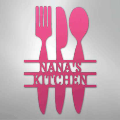 Custom Metal Wall Art - Personalized Kitchen Sign Pink