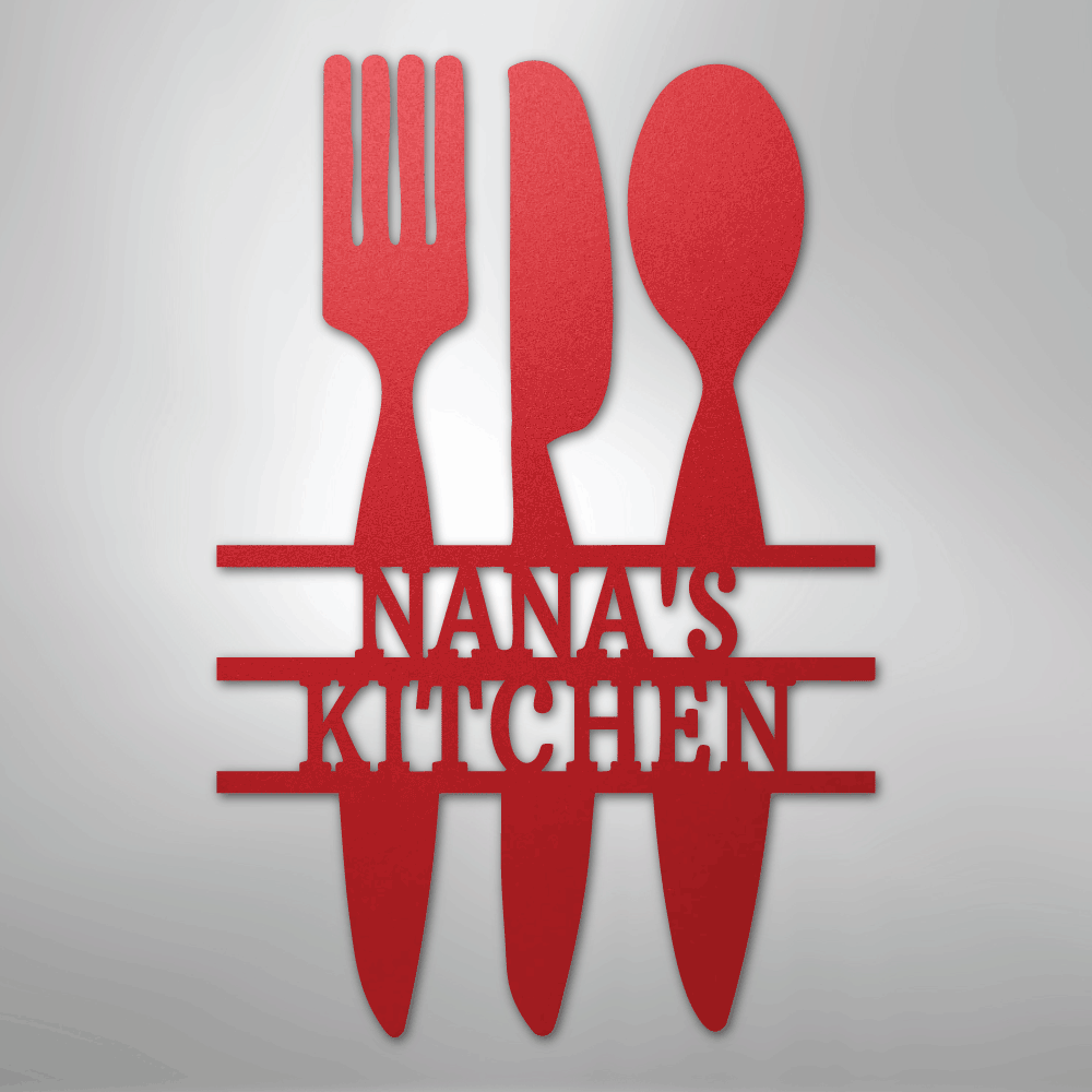 Custom Metal Wall Art - Personalized Kitchen Sign Red