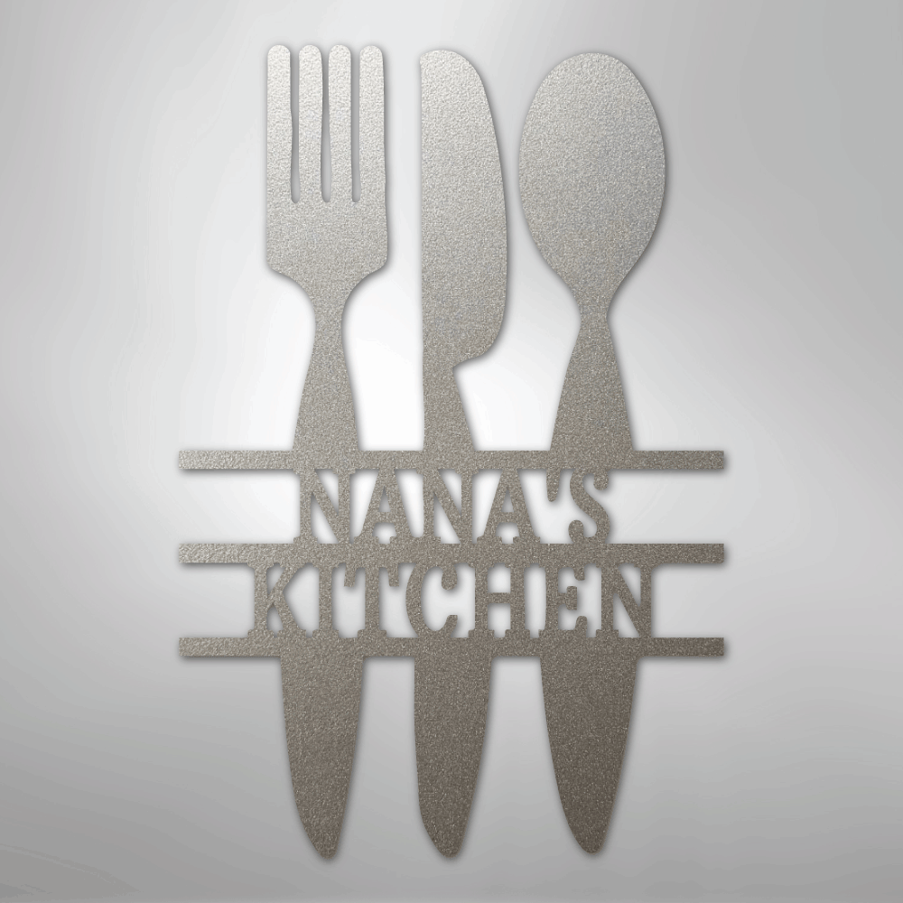 Custom Metal Wall Art - Personalized Kitchen Sign Silver