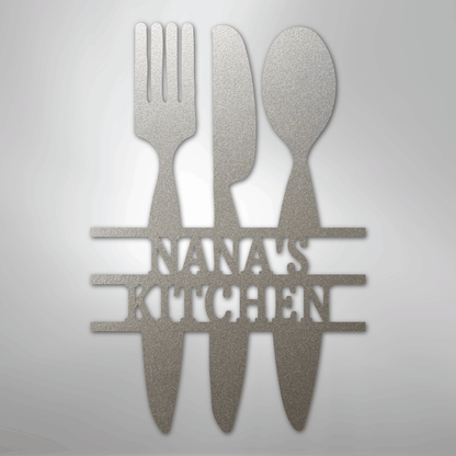 Custom Metal Wall Art - Personalized Kitchen Sign Silver