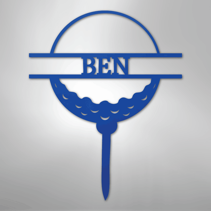 Custom Metal Wall Art - Personalized Golf Name Sign Blue
