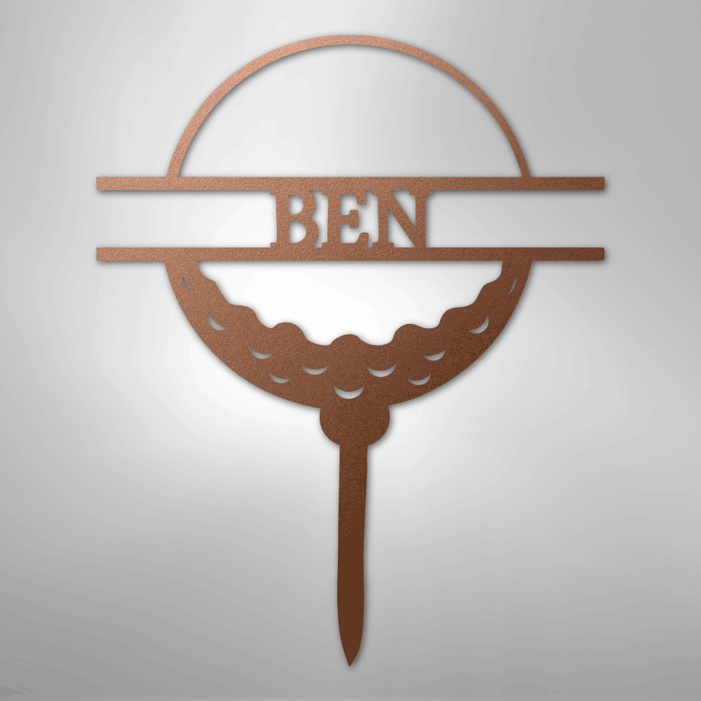Custom Metal Wall Art - Personalized Golf Name Sign Copper