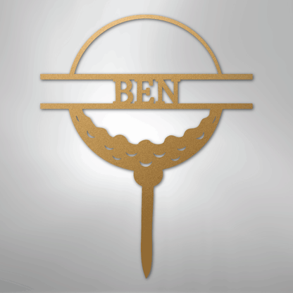 Custom Metal Wall Art - Personalized Golf Name Sign Gold