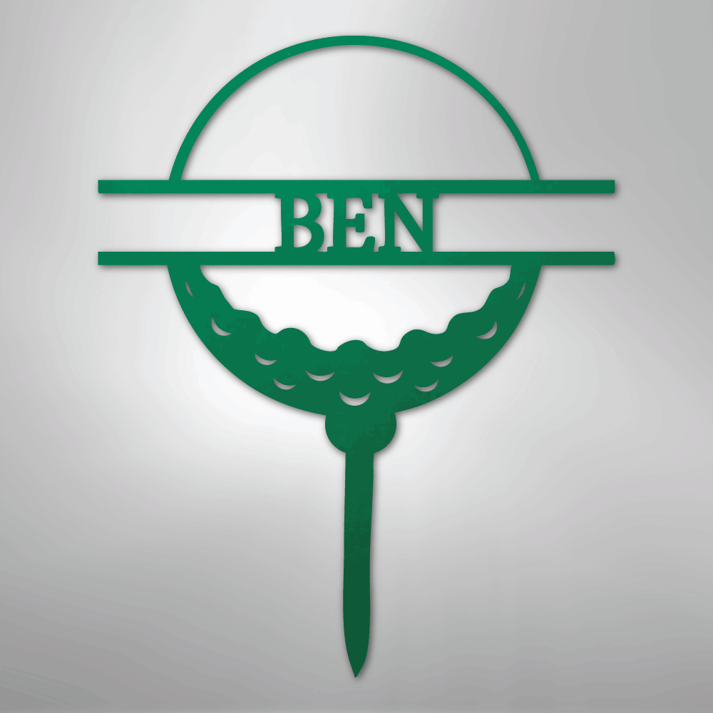 Custom Metal Wall Art - Personalized Golf Name Sign Green