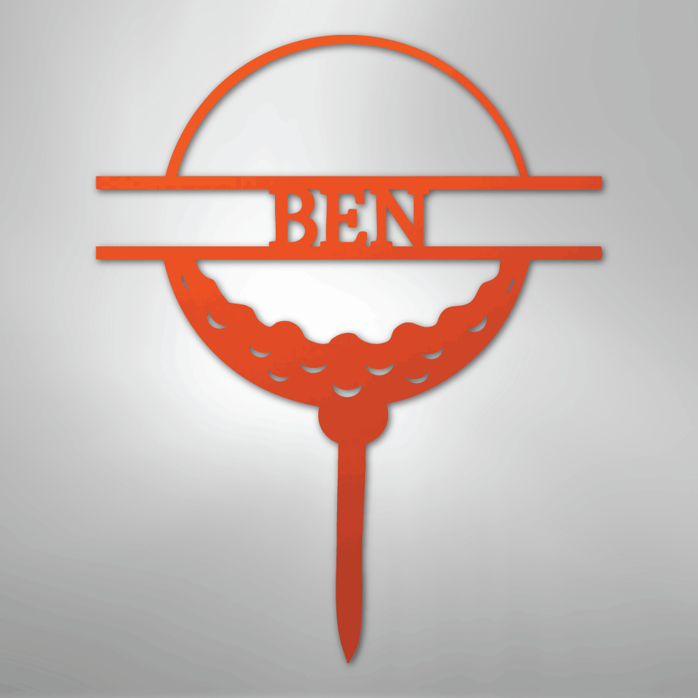 Custom Metal Wall Art - Personalized Golf Name Sign Orange