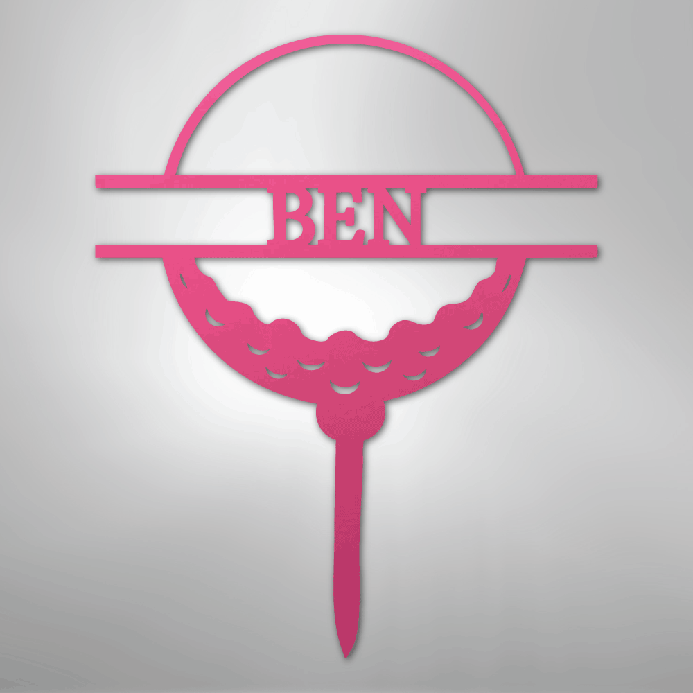 Custom Metal Wall Art - Personalized Golf Name Sign Pink