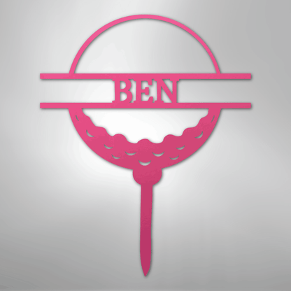 Custom Metal Wall Art - Personalized Golf Name Sign Pink