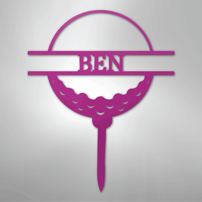 Custom Metal Wall Art - Personalized Golf Name Sign Purple
