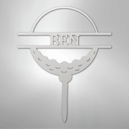 Custom Metal Wall Art - Personalized Golf Name Sign White