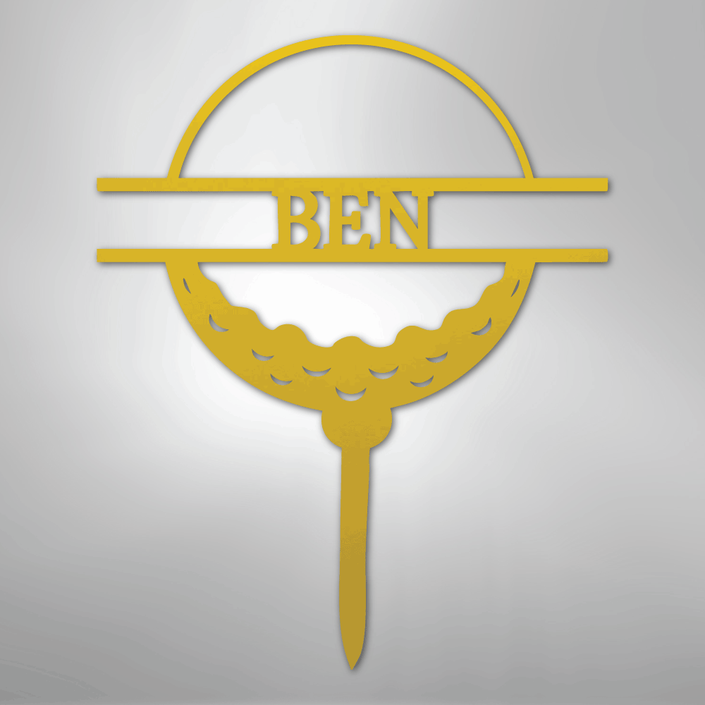 Custom Metal Wall Art - Personalized Golf Name Sign Yellow