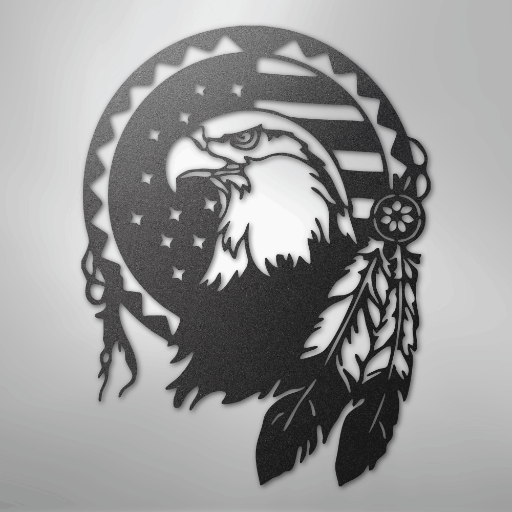 Metal Wall Art - American Eagle Sign Black