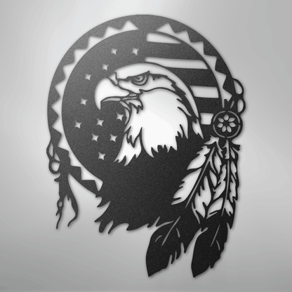 Metal Wall Art - American Eagle Sign Black