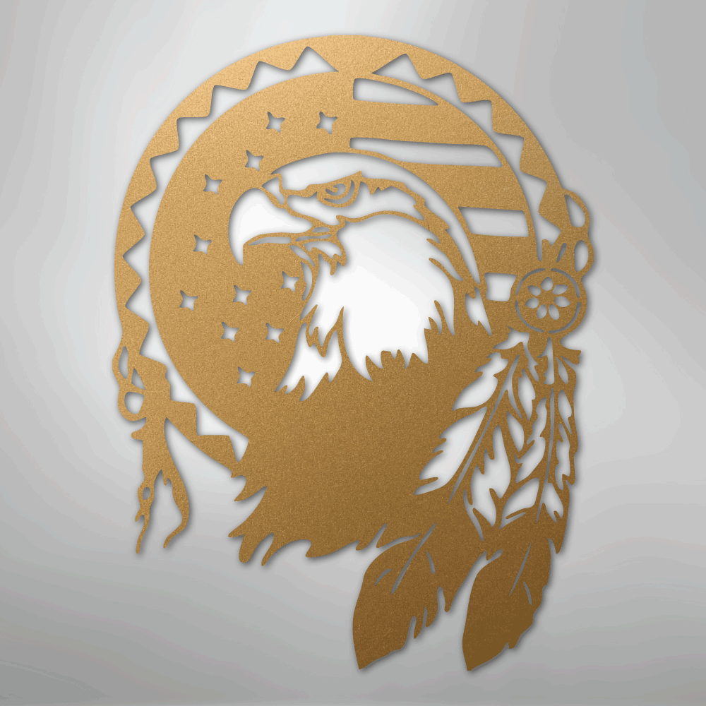 Metal Wall Art - American Eagle Sign Gold
