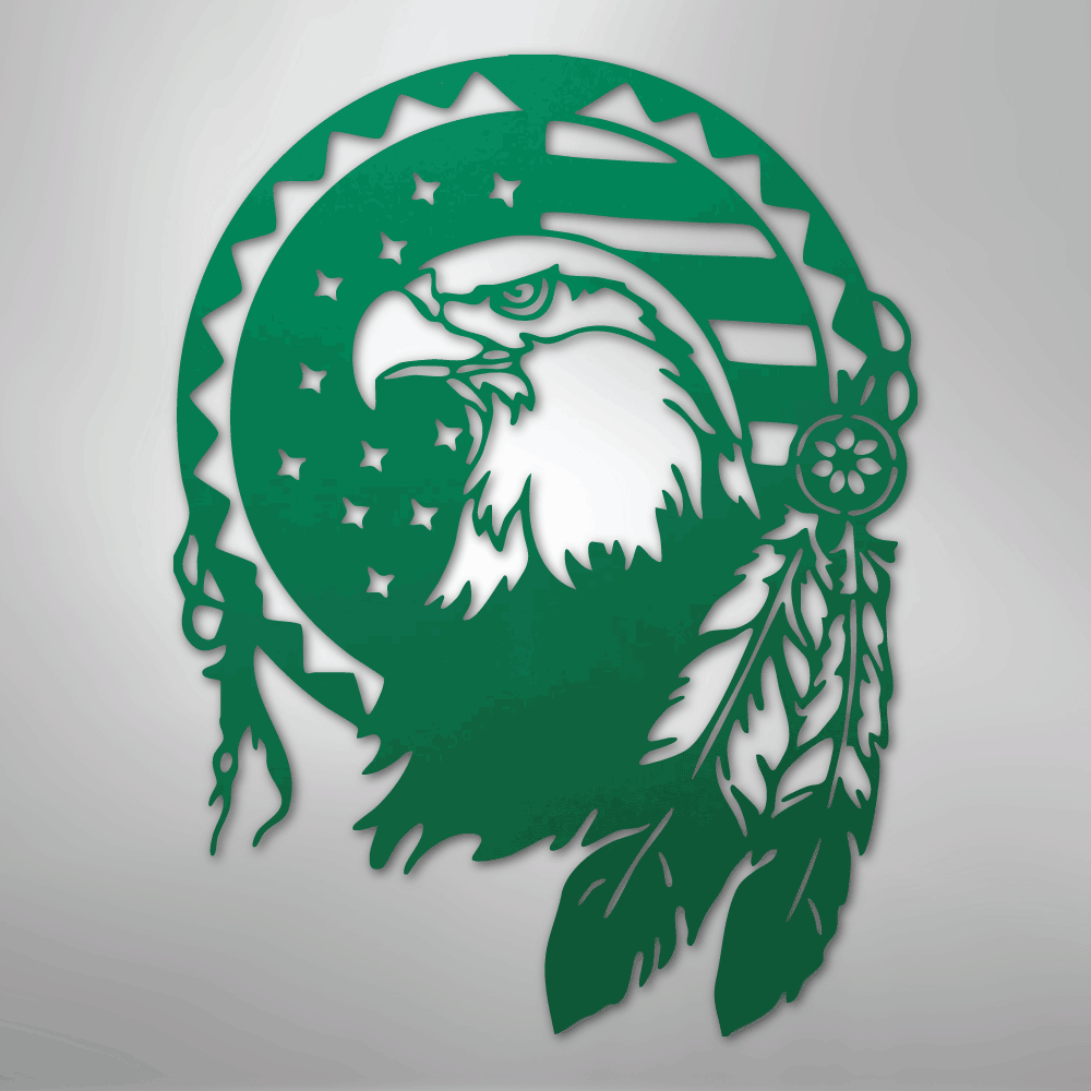 Metal Wall Art - American Eagle Sign Green