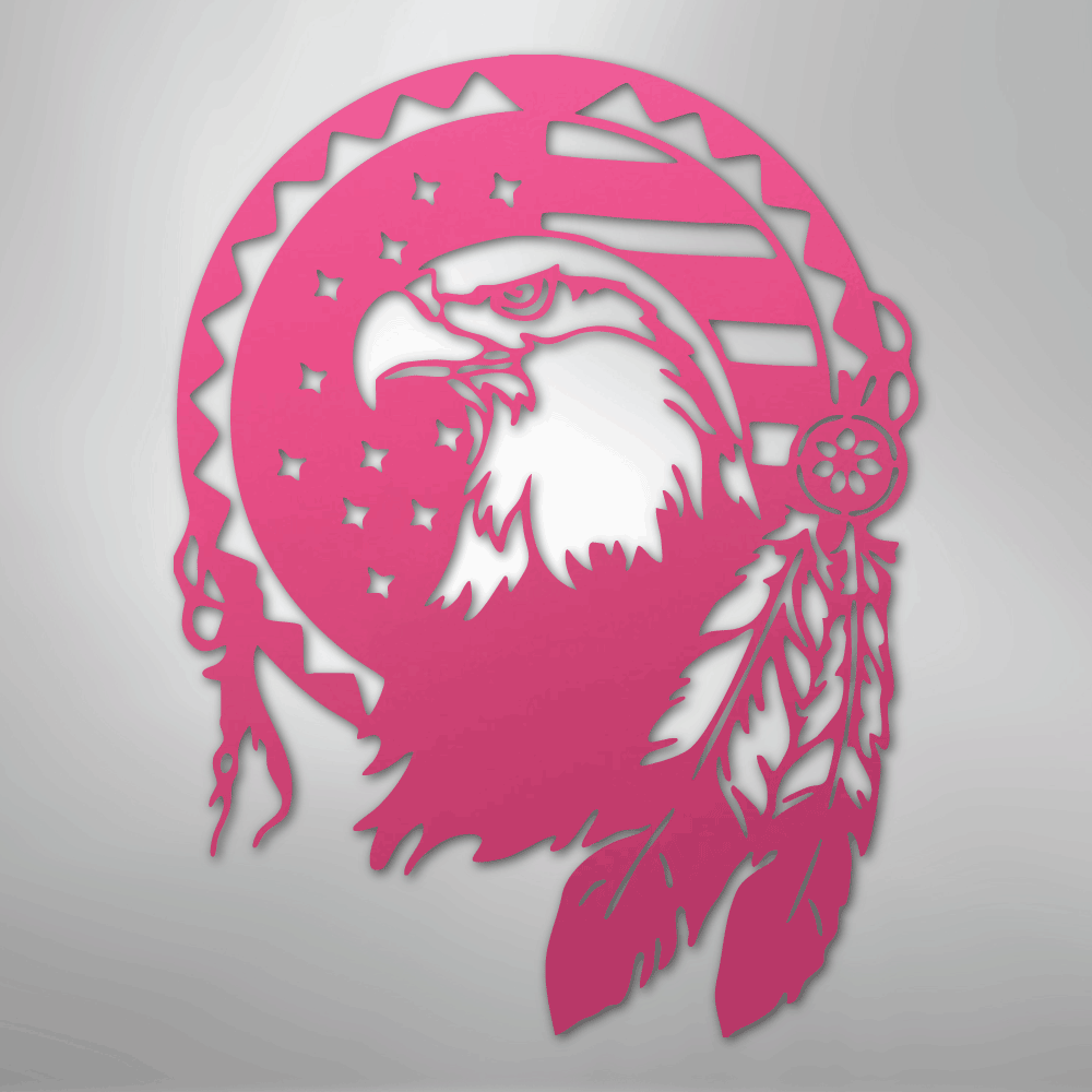 Metal Wall Art - American Eagle Sign Pink