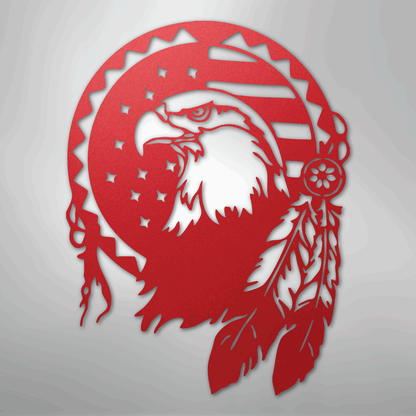Metal Wall Art - American Eagle Sign Red