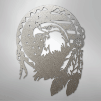 Metal Wall Art - American Eagle Sign Silver