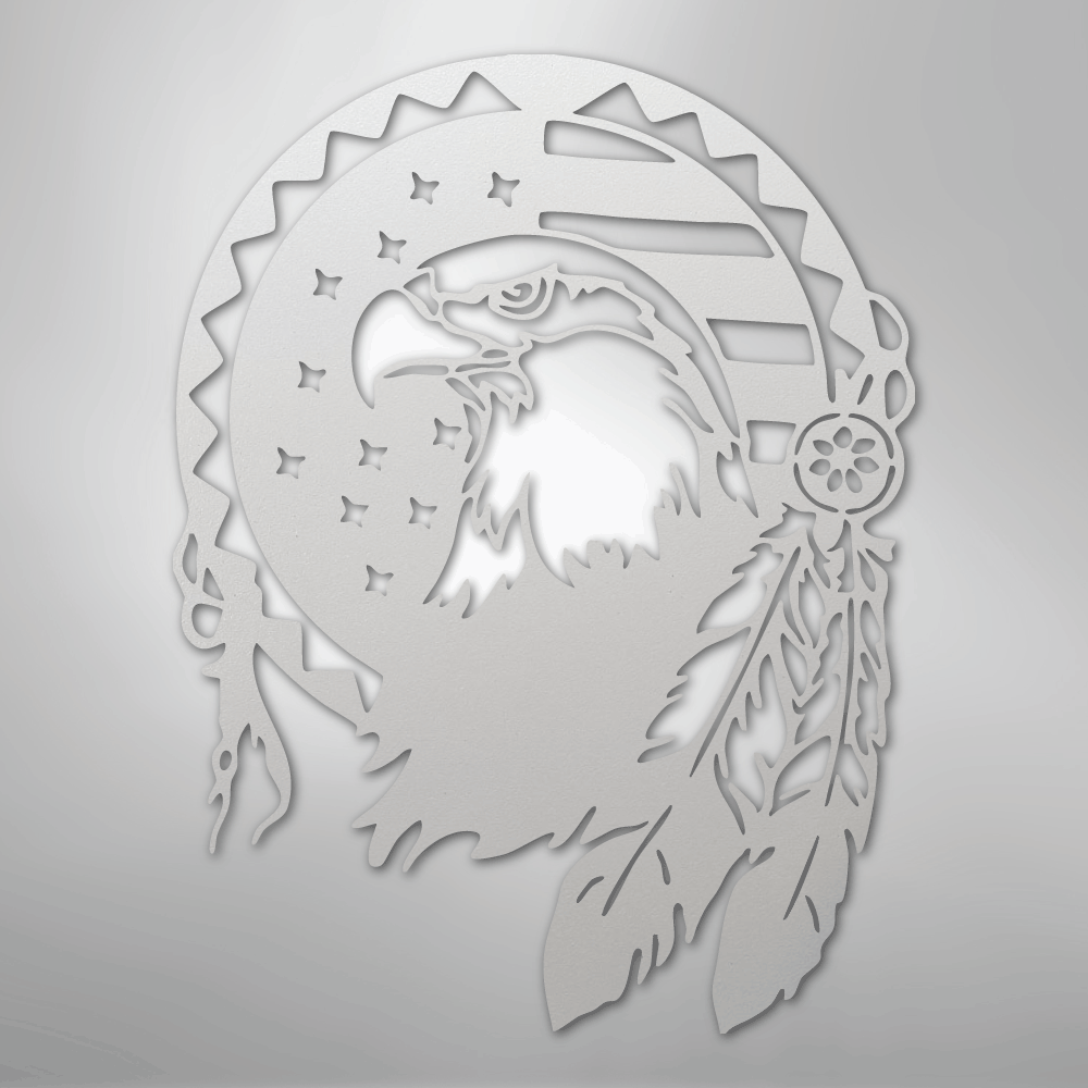 Metal Wall Art - American Eagle Sign White
