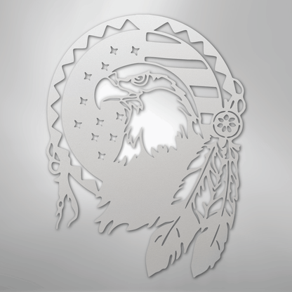 Metal Wall Art - American Eagle Sign White
