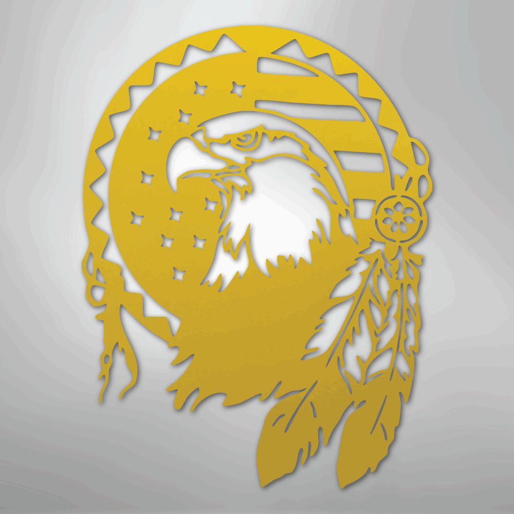 Metal Wall Art - American Eagle Sign Yellow