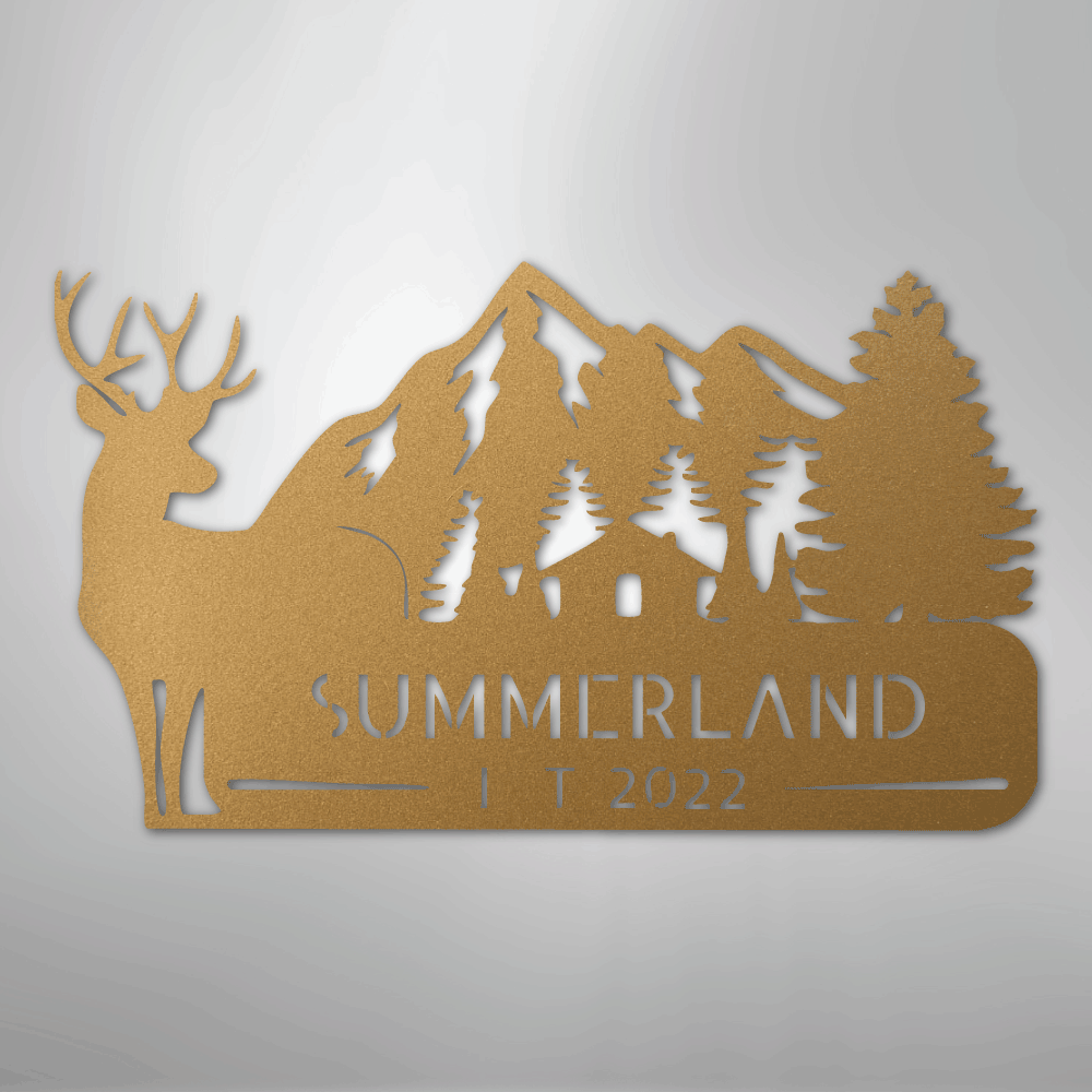 Custom Metal Wall Art - Personalized Farmhouse Sign Gold