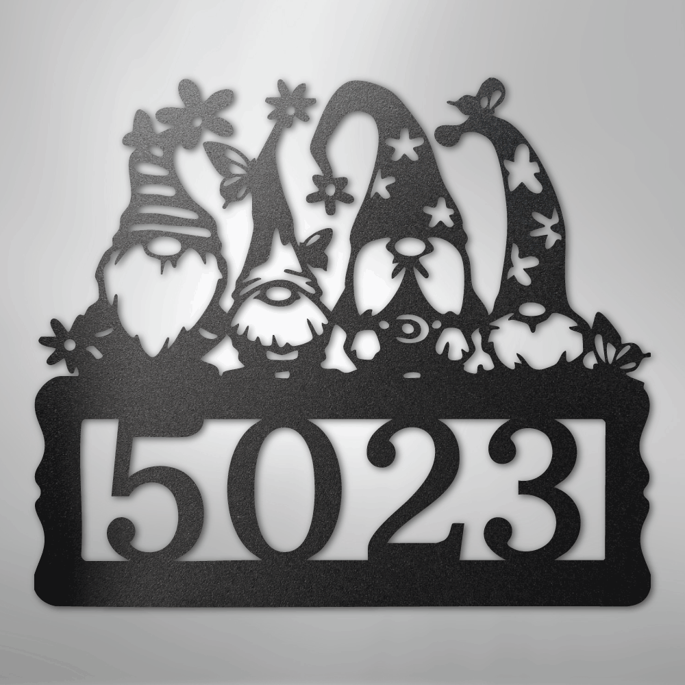 Custom Metal Wall Art - Personalized Gnome Address Sign