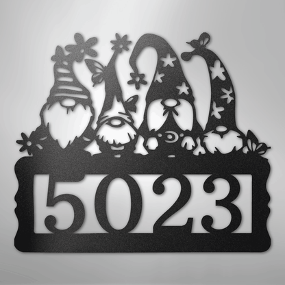 Custom Metal Wall Art - Personalized Gnome Address Sign