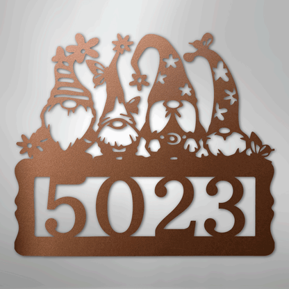 Custom Metal Wall Art - Personalized Gnome Address Sign Copper
