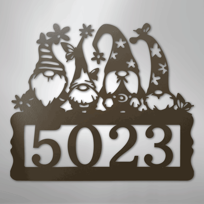 Custom Metal Wall Art - Personalized Gnome Address Sign Stone
