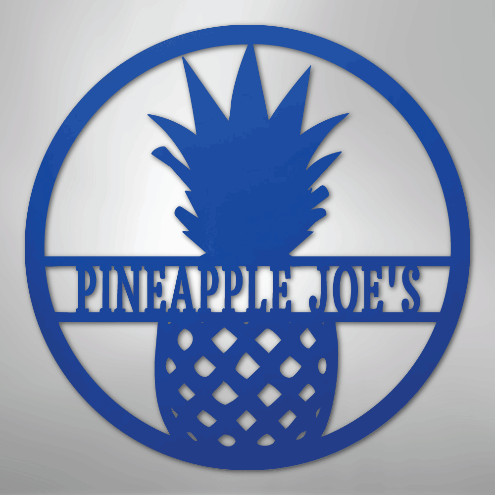 Custom Metal Wall Art - Personalized Pineapple Welcome Sign Blue