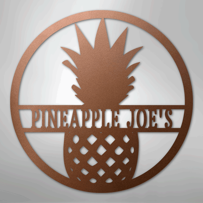 Custom Metal Wall Art - Personalized Pineapple Welcome Sign Copper