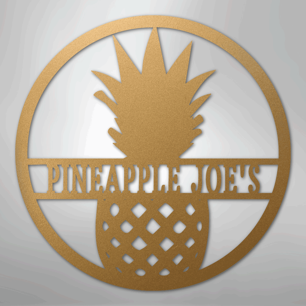Custom Metal Wall Art - Personalized Pineapple Welcome Sign Gold