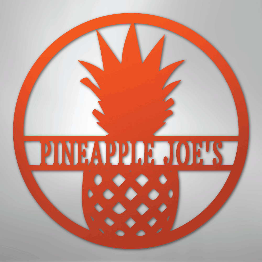 Custom Metal Wall Art - Personalized Pineapple Welcome Sign Orange