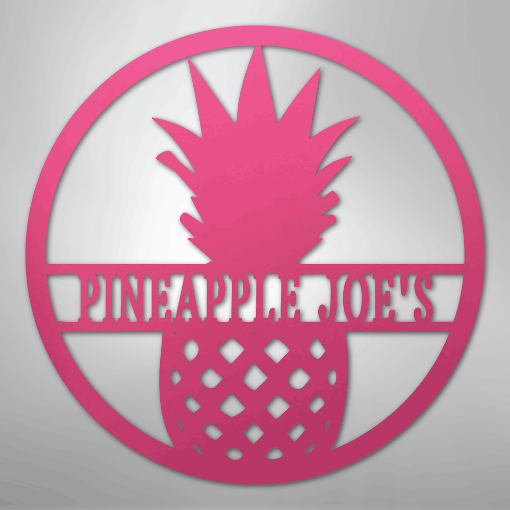 Custom Metal Wall Art - Personalized Pineapple Welcome Sign Pink