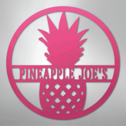 Custom Metal Wall Art - Personalized Pineapple Welcome Sign Pink