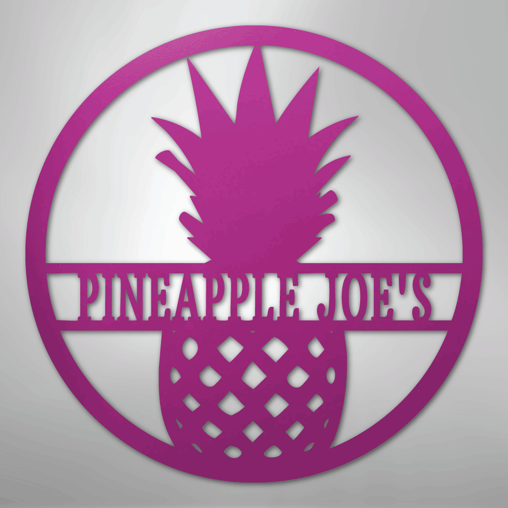Custom Metal Wall Art - Personalized Pineapple Welcome Sign Purple