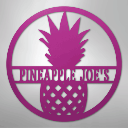 Custom Metal Wall Art - Personalized Pineapple Welcome Sign Purple