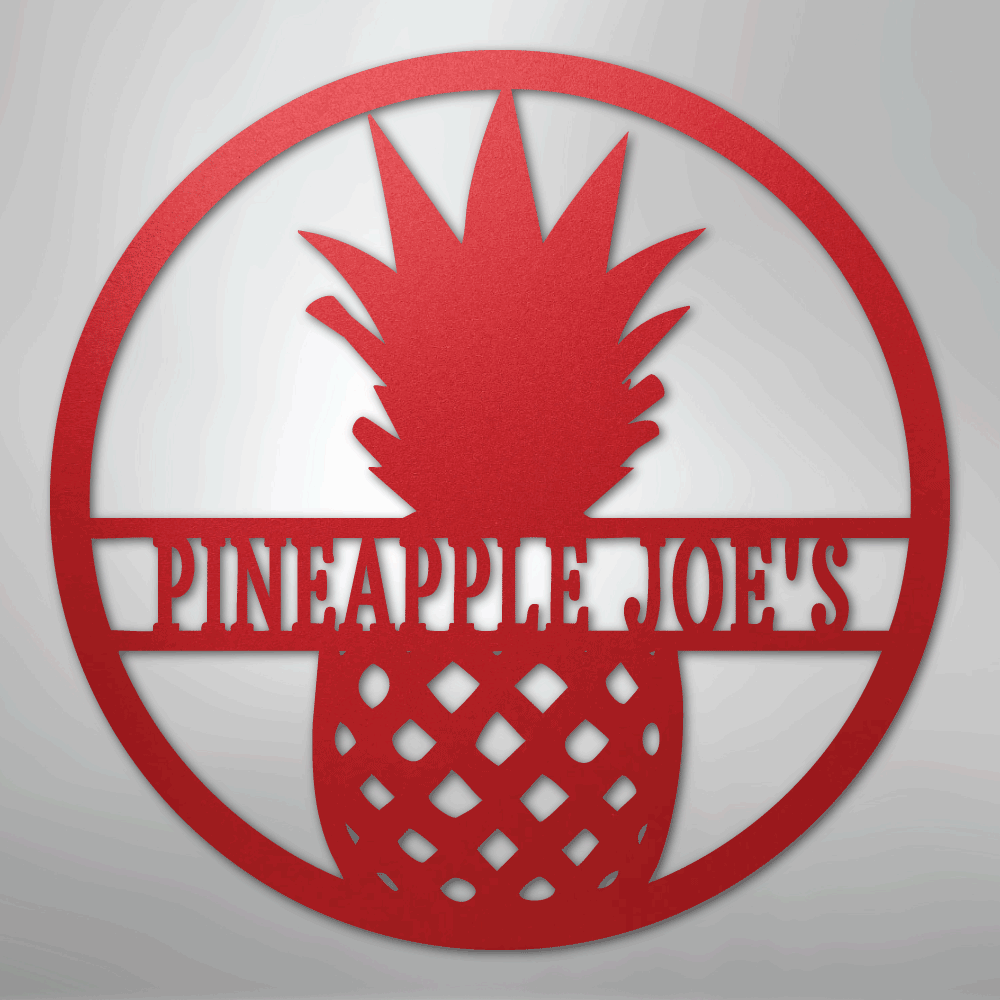 Custom Metal Wall Art - Personalized Pineapple Welcome Sign Red