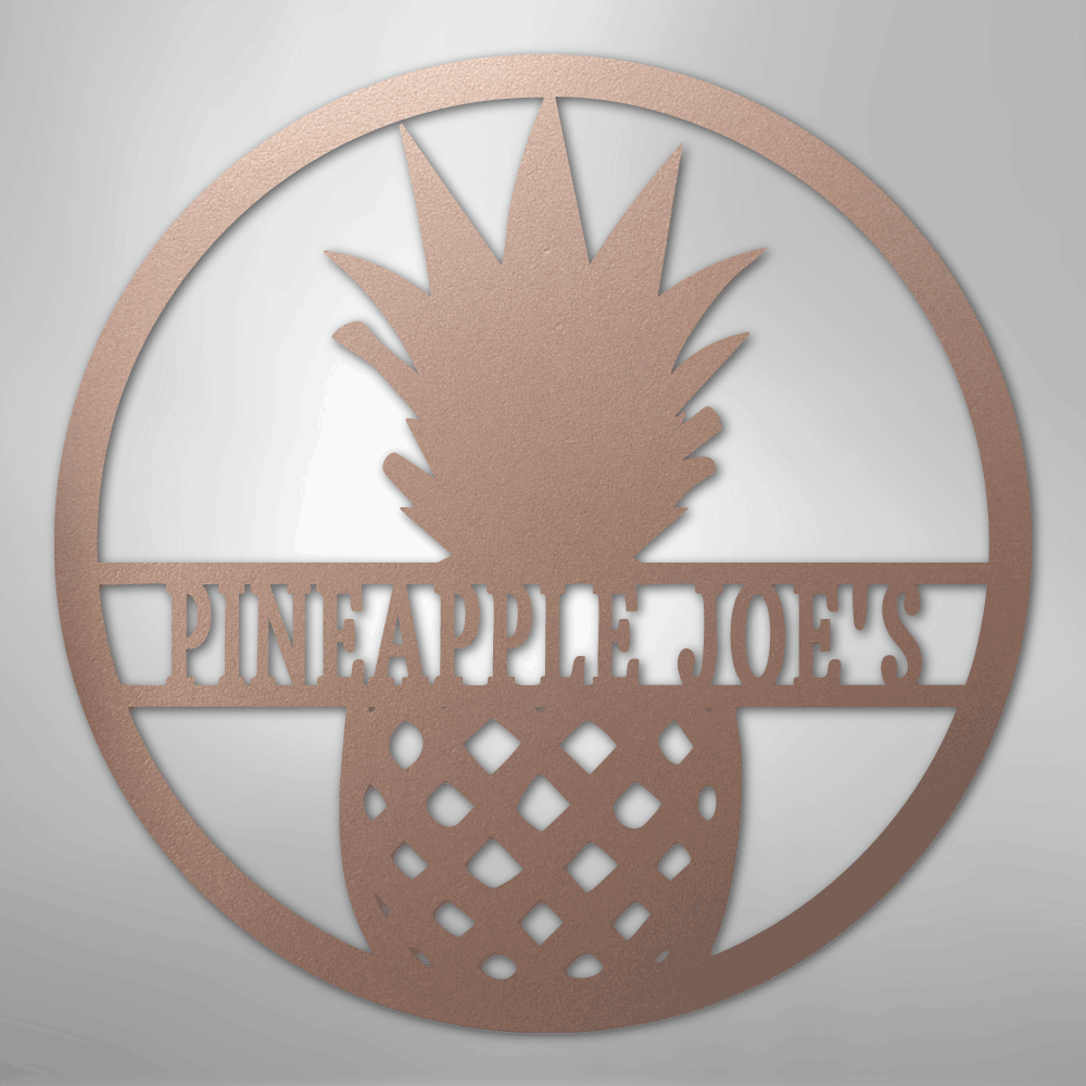 Custom Metal Wall Art - Personalized Pineapple Welcome Sign Rose
