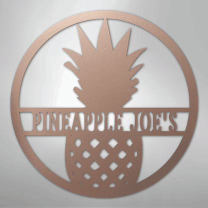 Custom Metal Wall Art - Personalized Pineapple Welcome Sign Rose