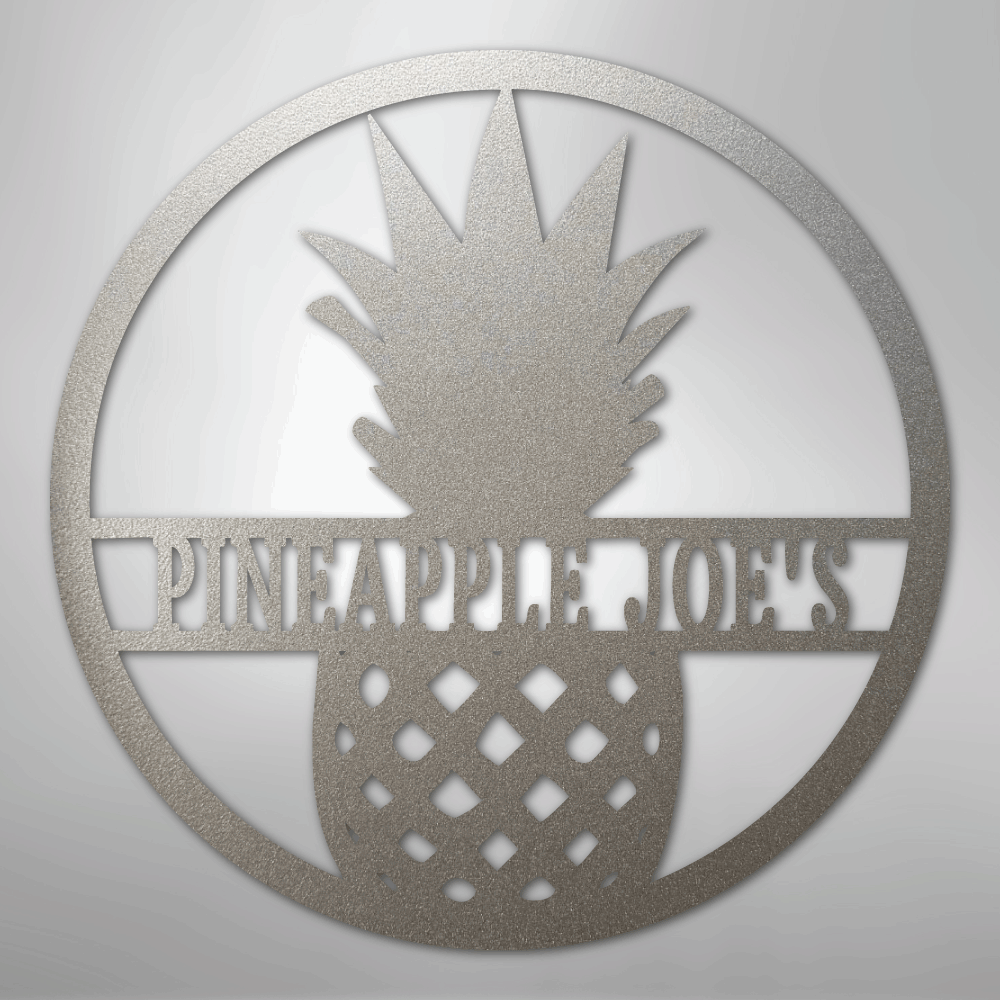 Custom Metal Wall Art - Personalized Pineapple Welcome Sign Silver